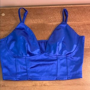 SHEIN Blue Crop Top with Sweetheart Neckline